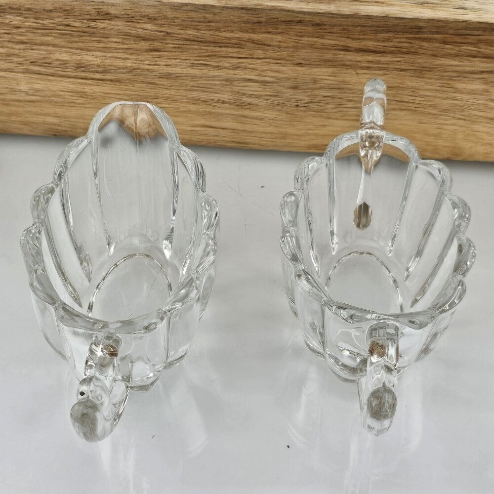 Heisey Crystolite Cream & Sugar Set 2.5" vertical ribbed art deco handle - Picture 8 of 15